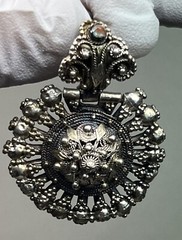 ANTIQUE ARMENIAN BYZANTINE REVIVAL OTTOMAN SAPHIRET COIN SILVER JEWELED EARRINGS
