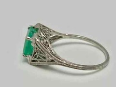 2.50Ct Art Deco Vintage Princess Lab Created Emerald 925 Silver Engagement Ring