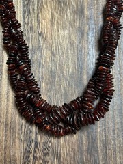 24” 3 Strand Cherry Cognac Baltic Amber Beaded Bold Statement Necklace