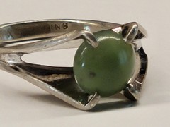 Po Ho Co Sterling Silver Vintage Jade Ring