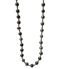 Vintage Mixed Bead Necklace Metal Wood Accents Elegant Fashion Jewelry Women