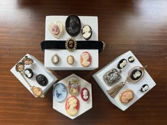 Vtg To Now Costume Jewelry Lot Cameos 21 Pieces Some Signed Carved Shell Germany