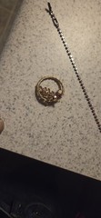 Vintage Watermelon AB Rhinestone Wreath Brooch Bracelet Set Mid Century Costume