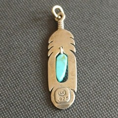 Sundancer Jewelry Co Turquoise Silver Feather Pendant SJC