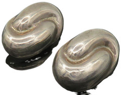 MEXICO 925 Silver Vintage Swirl Dome Heavy Non Pierce Earrings EG10512