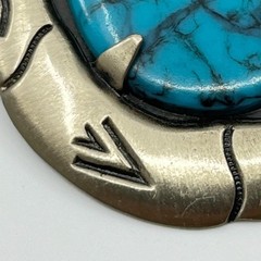 VTG Bell Trading Nickel Silver Tone Post Turquoise Cabochon Southwestern Pendant