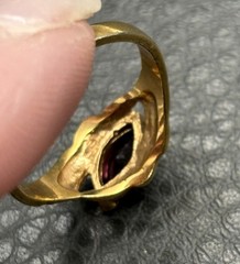 Vintage 80s 90s Gold Plated Marquise Purple Stone Ring Vintage Size 8