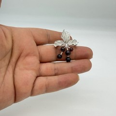 Vtg QVC ROSS SIMONS Holly Berry Garnet Pendant Brooch Pin