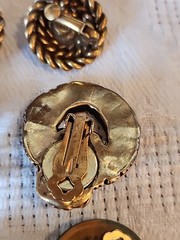 3 Pairs Of Vintage Gold Chunky Mid Century Clip Earrings #120