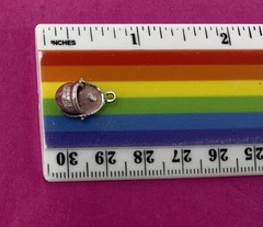 Sterling Silver Vintage Baby Moses Basket Pink Girl Movable Charm Pendant 2.4g