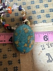 Bohemian Natural Stone Gem Pendant Necklace Turquoise Pendant ￼