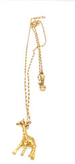 Vintage J Crew Gold Tone Fun Giraffe Pendant 26 In Necklace Endangered Species