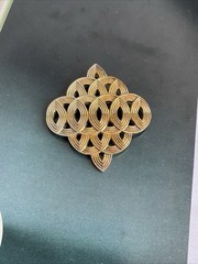 Vintage Signed Lanvin Paris gold tone geometric brooch