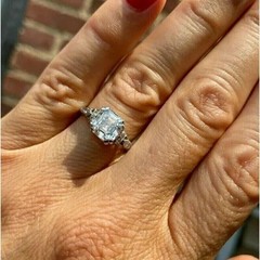3.25Ct Asscher Cut Lab-Created Diamond Engagement Wedding 14k White Gold FN Ring