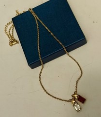 Vintage Regal Goldtone Ruby/ Clear Crystal Pendant Necklace / Earrings Set