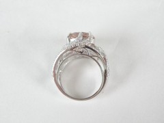 Large Sterling Silver 925 Peach Irradiated Morganite Statement Ring Size 7