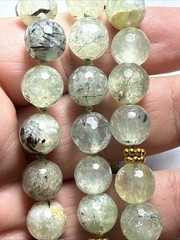 Necklace Green Prehnite Gold Vermeil Clasp Spacer Beads 24” 10mm Faceted Beads