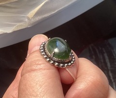 Vintage Sterling Silver Green Onyx Pebbled Screw Back Signed JJJ Earrings