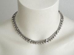 Necklace Silver Tone Heart Applications Balls Oriental 26.1 g/Approx. 39 cm