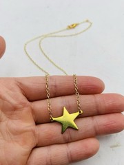 Vintage Gold Tone Celestial Star Charm Dainty Everyday Dainty 16” Necklace