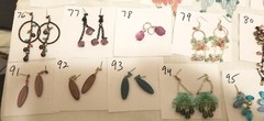 Vtg Czech Bead All Glass Crystal Dangle Earrings Chandelier Uranium + Lot #1