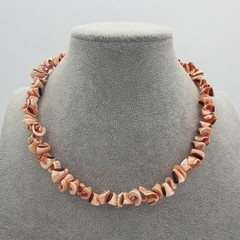 Vintage Luhuanus Shell Necklace Peach Curly Jewelry Hawaiian 16.5″ Barrel Clasp