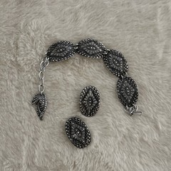 Vintage marcasite earrings and Bracelet Lightweight Made In Germany Lovely