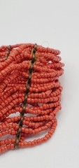 Multi Strand Seed Bead Coral Color Stretchable bracelet 7″ x 2″