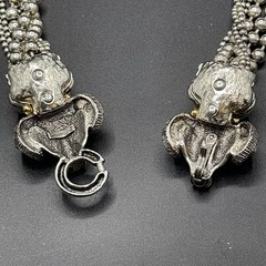 VTG Signed PISCITELLI 7 Strands Silver & Gold Tone Rams Head Statement Necklace