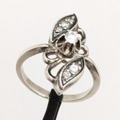 Vintage Elegant RING Silver 925 with Chic Bright Stone -size: 6.75US (17mm) #123