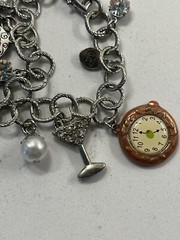 LOLITA 8” Silver Tone Metal Charm Bracelet W/ Its’ 5 O ‘Clock Somewhere !