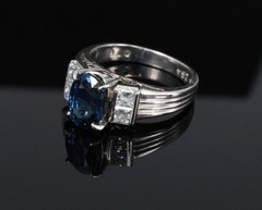 Fine 2.84ct Royal Blue Sapphire & 0.76ct Diamond Platinum Ring, Size 5.5