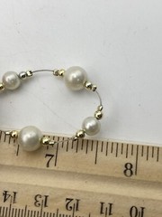 Faux Pearl Choker Necklace Gold Tone Bead Wire 15 Inch