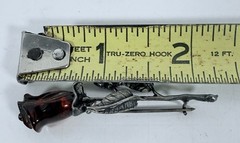 Vintage Baltic Amber Carved Rose Sterling Stem Pin Brooch, Unmarked 2.25in Long