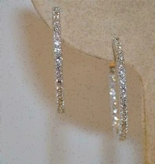 Round Cut Lab Created Diamond Engagement 14K White Gold Finish Hoop Earring