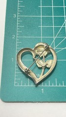Gold Tone Heart Rose Brooch Pin Signed RDC Vintage 1.75″ X 1.25″