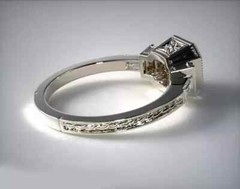 Art Deco 1.39Ct Round Lab Created Diamond 14K White Gold Finish Engagement Ring