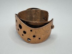 Vintage 50’s RENOIR Copper Swiss Cheese Chunky Cuff Bangle Bracelet MCM 1 1/8”