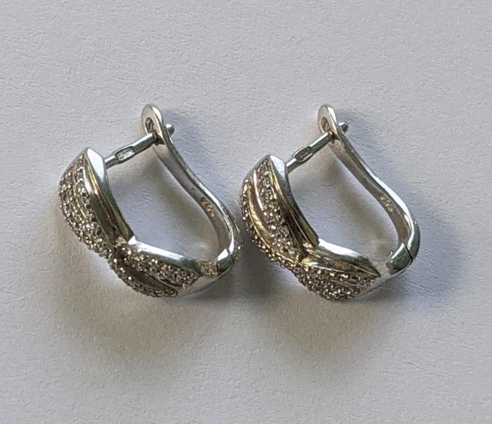 Vintage Earrings 925 silver Weight 3.51 g. Rhodium plated. Ukrainian jewelry.
