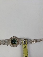 Vintage 800 Silver Filigree Shiva Eye Shell Bracelet