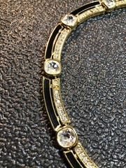 Vintage Jewelry Signed MONET Gold Tone Black And Gemmed Necklace 17.75”