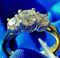 Original EARTH MINED DIAMOND Octagon cut Deco Engagement Ring Vintage Trilogy 6
