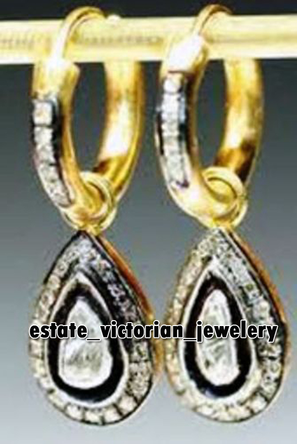 Gorgeous 2.25ct Genuine Old Mine Rose Antique Cut Diamond Silver Vintage Earring