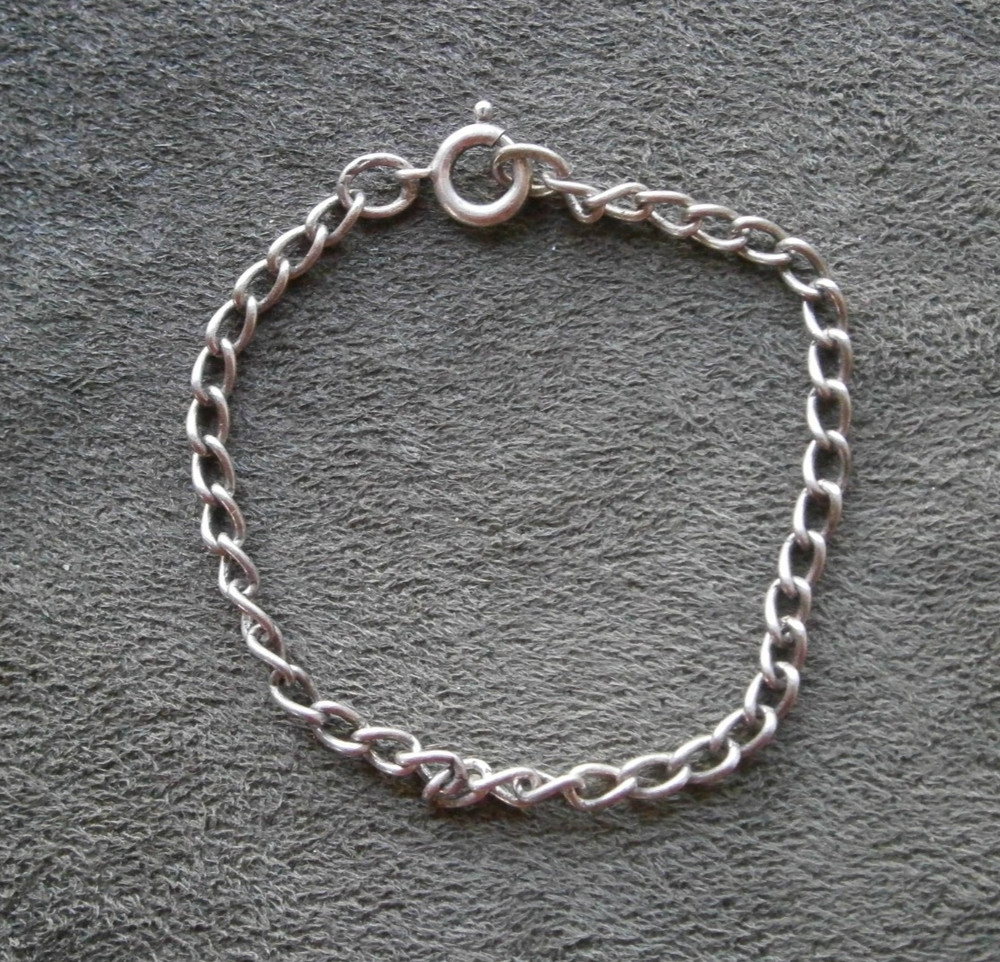 Dainty Small Wavy Link Vintage SHORT Sterling Silver Bracelet 5.25″ ~ 2.7g