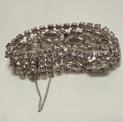 Vintage Weiss Signed Clear Rhinestone Bracelet Marquise Crystal Silver Tone