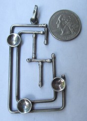 ITALY LARGE STERLING STUDIO MADE CUBIST PENDANT, 3 INCHES