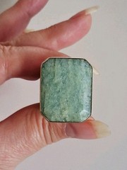 Vintage Huge Heavy Nephrite Jade Statement Ring Sz 9.5 Vermeil Sterling Silver