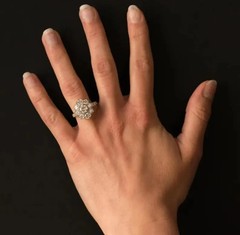 Floral Art Deco Style Lab Created Diamond 14K Yellow Gold FN Engagement Ring