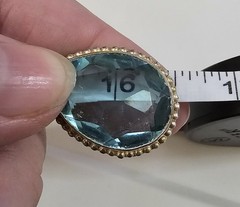 Vintage Sterling Silver Blue Topaz Quartz Glass Pear Pendant Necklace 30″…