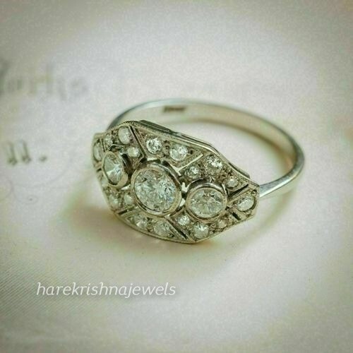2CT Lab-Created Round Cut Diamond Vintage Bubble Style Ring 14K White Gold Over